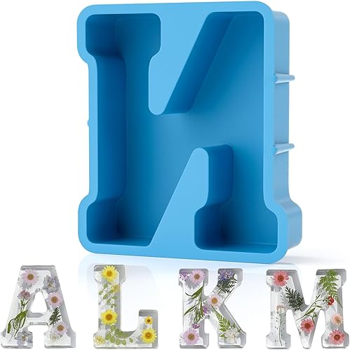 Miniatura 47 de Molde de resina, moldes de silicona 3D de letra R grande para fundición de resina epoxi, moldes del alfabeto de silicona para resina para arte