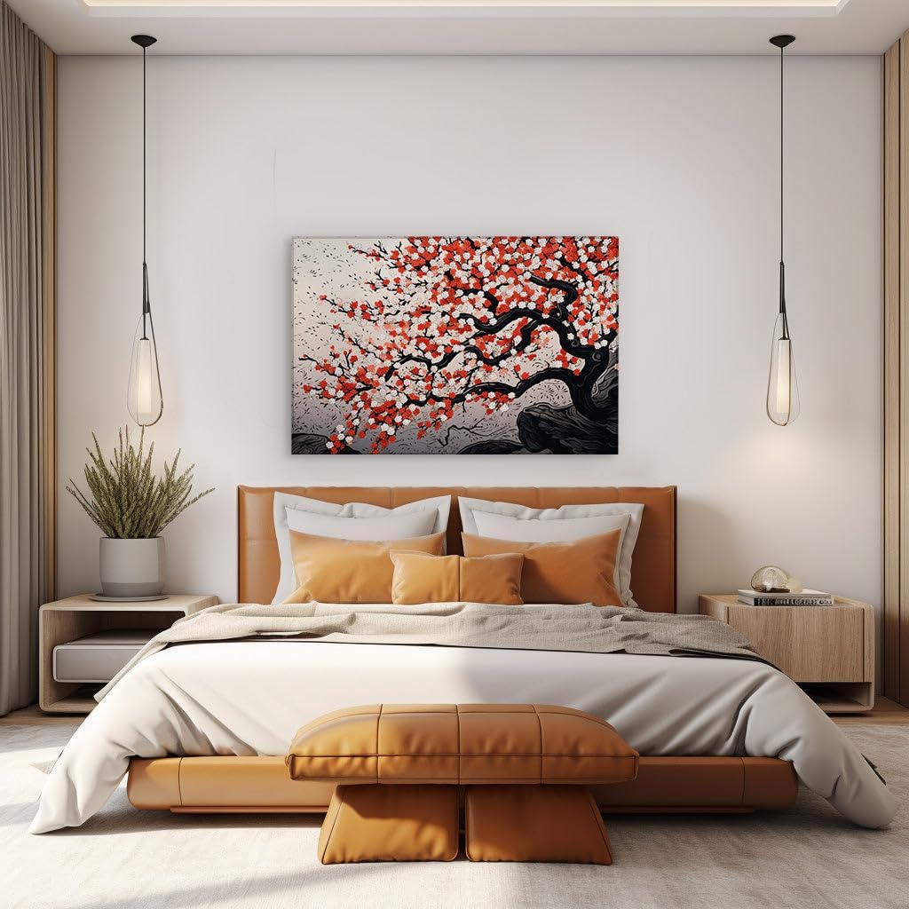Art Wall: Masterpiece Of a Blossoming Tree, Capturing Nature’s Vibrant Beauty And Life’s Joy. Interior Decor, Canvas Art Design, Art Apartment Decoration. Size: 69x46 cm (27x18 inch)
