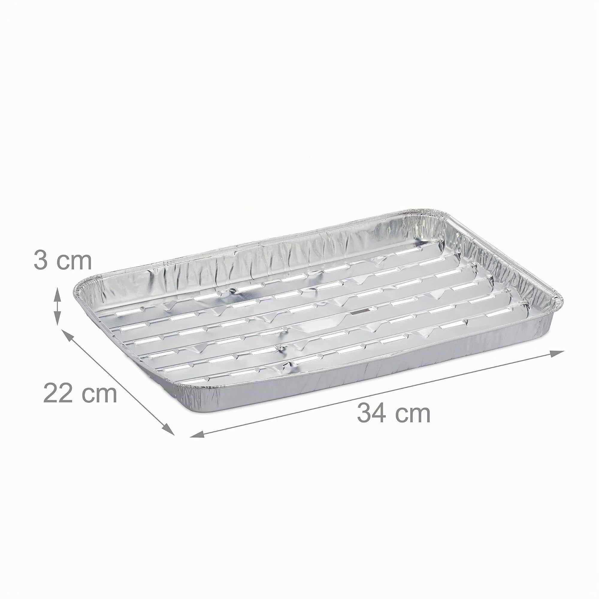 Relaxdays Vaschette in Alluminio per Barbecue, Set da 100, LxP: 34x22 cm, Vassoi Forati per Grill, Fino 260°C, Argentato