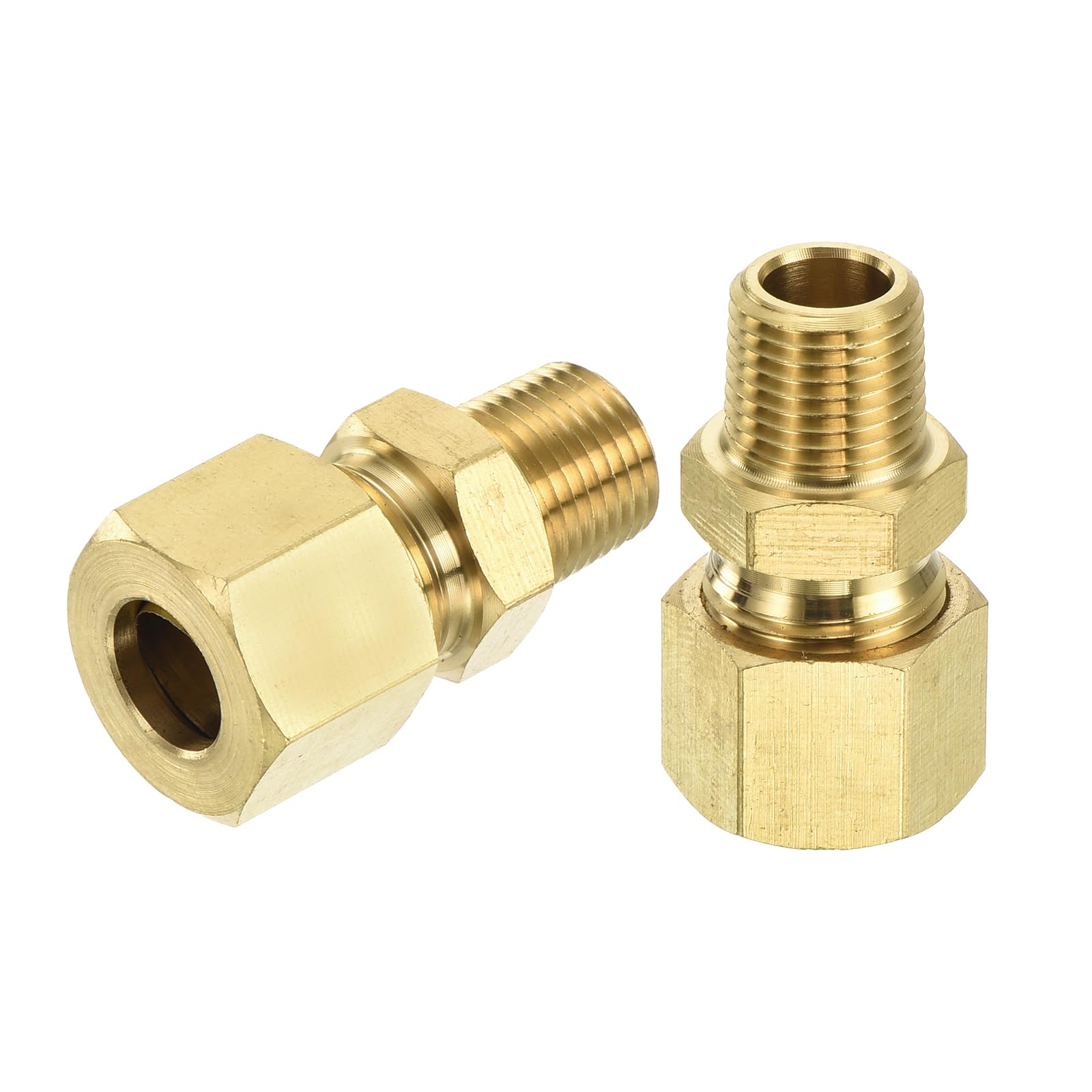 uxcell 10Pcs Brass Compression Tube Fitting, 5/16" Tube OD x 1/8" NPT Male Connector Straight Coupling Adapter Union Fittings
