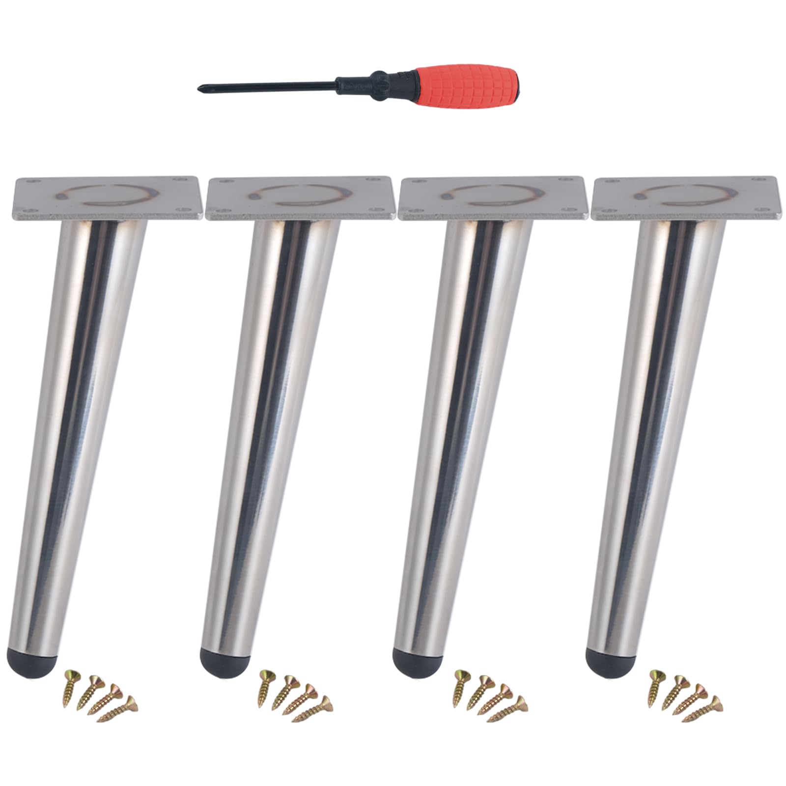 Gambe per Mobili Piedini Conici da 15 cm 4 Pezzi Supporto per Tavolo In Argento Superficie Galvanica In Acciaio Inossidabile Piedini per Divano Altezza: 10-20 cm Piedini per Mobile da 15 cm/6"