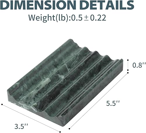 Miniatura 3 de Jabonera de mármol, soporte para jabón para ducha, soporte de jabón de barra verde con diseño de ondas de agua, fácil limpieza para fregadero de