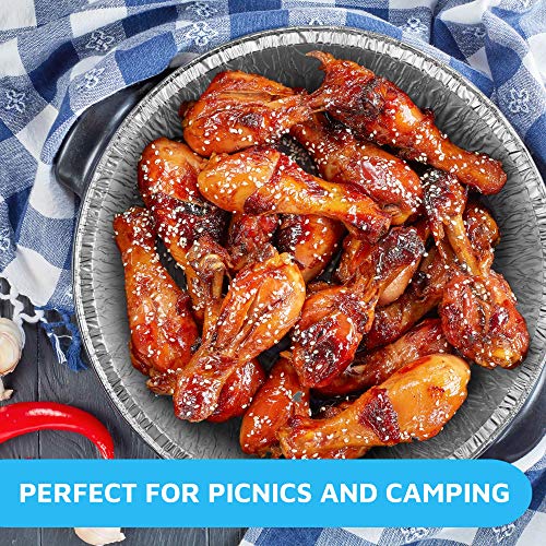 MontoPack 9’’ Round Disposable Dutch Oven Aluminum Foil Liners | No Mess, Easy to Clean, Durable & Sturdy Tins for Camping, Baking, BBQ, Indoor & Outdoor Cooking | Made in USA 10 Pack that Saves Time