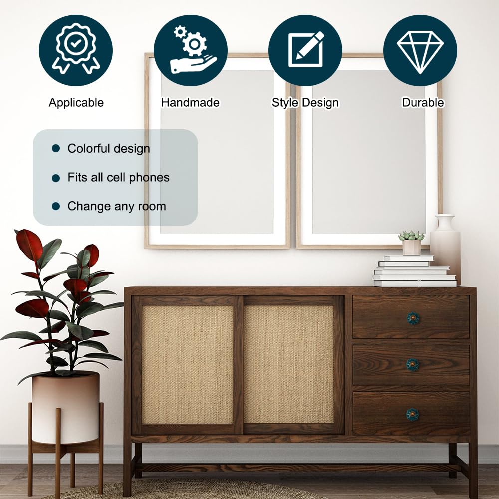 NAQSH Pomos De Gabinete De Cerámica Para Cocina, Perillas Pintadas A Mano Para Cajones De Armario, Tiradores Para Puertas Y Cajones (Corazón Rojo Múltiple, 12