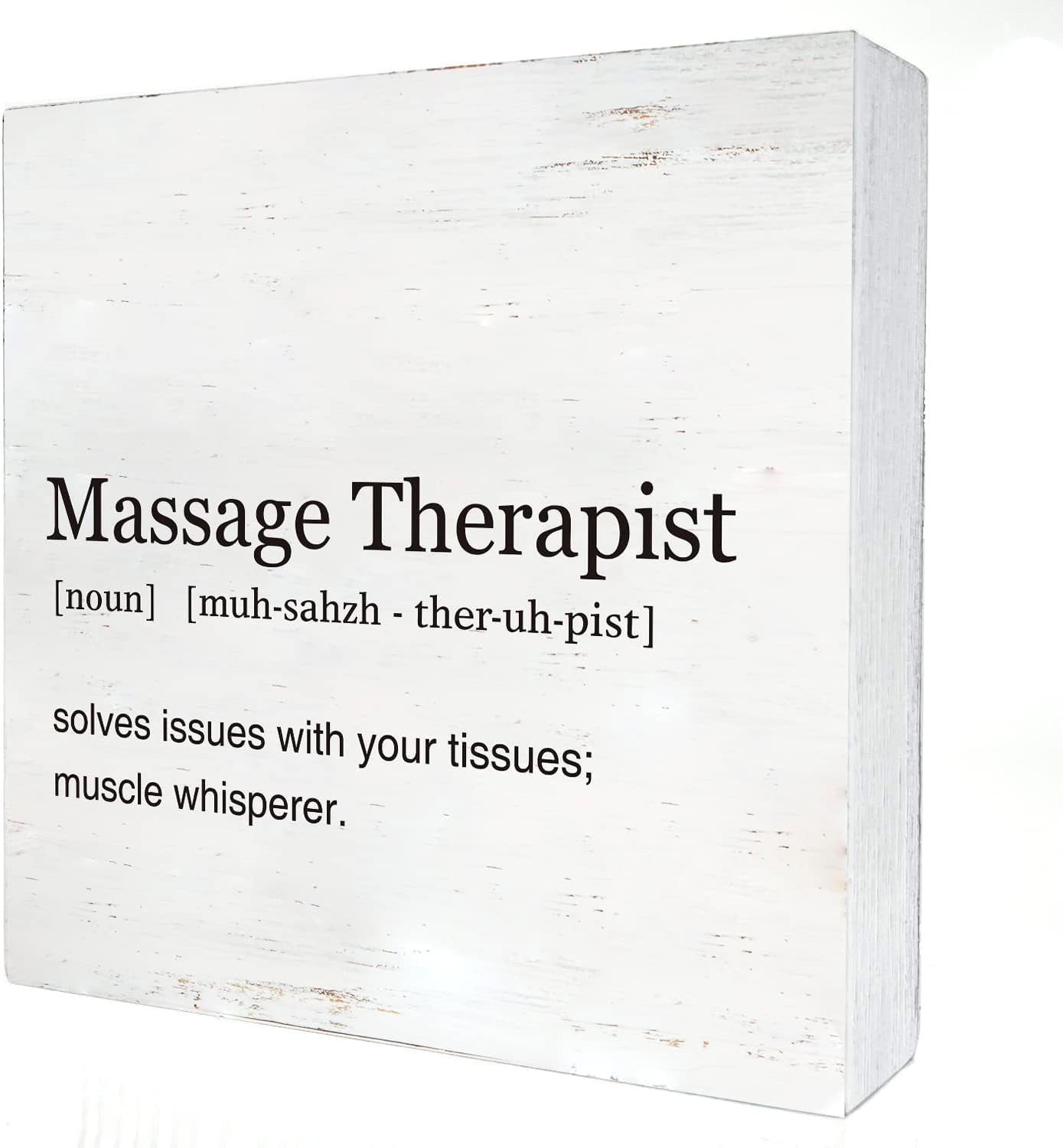 Massage Therapist Box Sign 7x7 Inch Rustic Wood Desk Decor