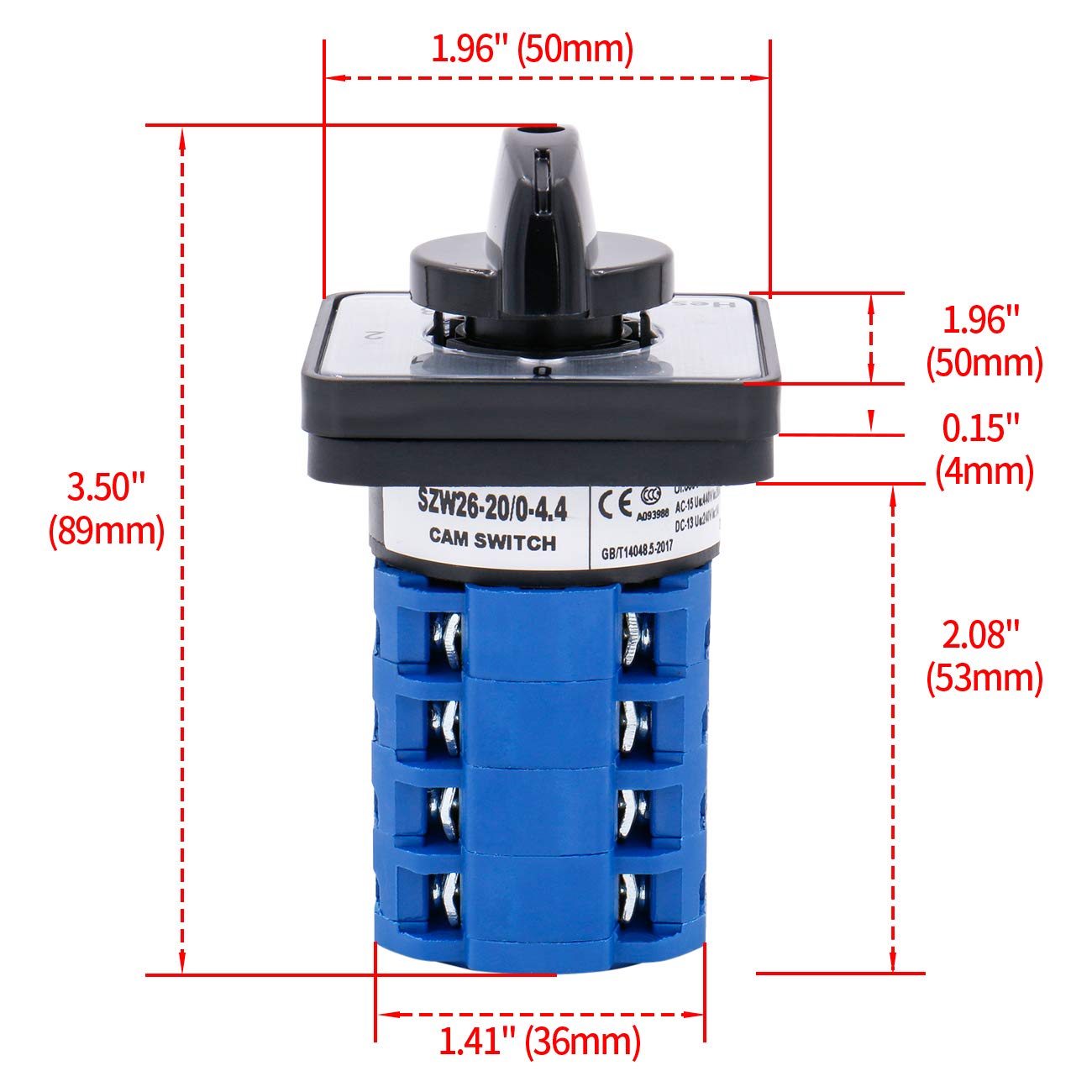 Interruttore Rotativo Universale ON-OFF-ON - 3 Posizioni, 5 Fasi, 20 Terminali, Per Uso Industriale - Foto 13