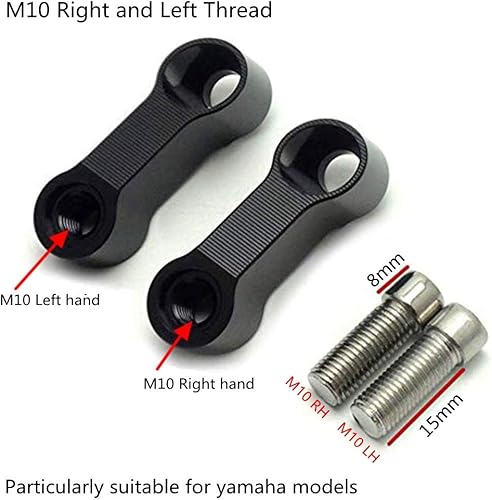 Miniatura 4 de Elevadores de montaje para espejo de motocicleta Adaptadores de extensión de espejo retrovisor lateral Adaptador CNC Aluminio 0.394 in Rosca derecha