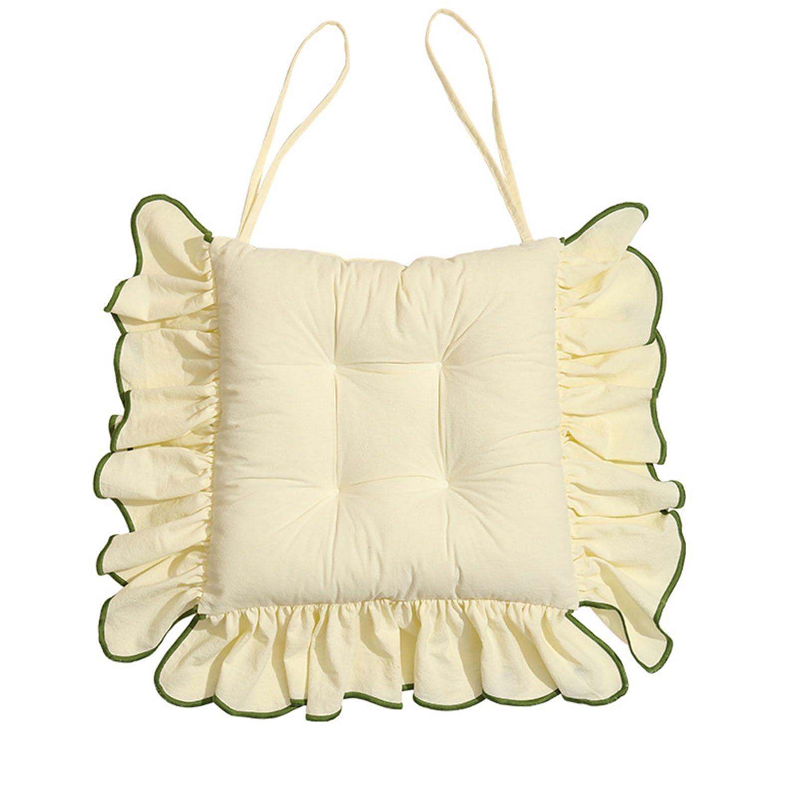 Huierxun Cotton Ruffles Chair Cushion for Dining Chairs Soft Comfortable Chair Pads with Ties Farmhouse Country Seat Cushion for Kitchen Chairs Office