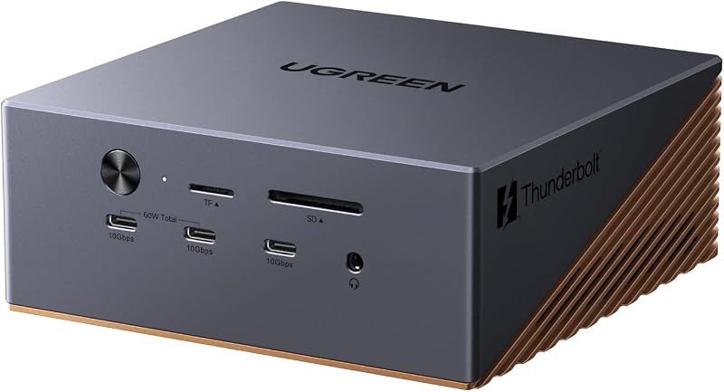 Maxidok Thunderbolt 5 Docking Station, 8TB M.2 NVMe SSD Support | 17-in-1, 3xTBT5, DP2.1, Dual/Single 8K@60Hz, 6x10Gbps USB-C&A, 140W Charging, 60W PD-Out,2.5GbE, 3x3.5mm Audio,Cooling System
