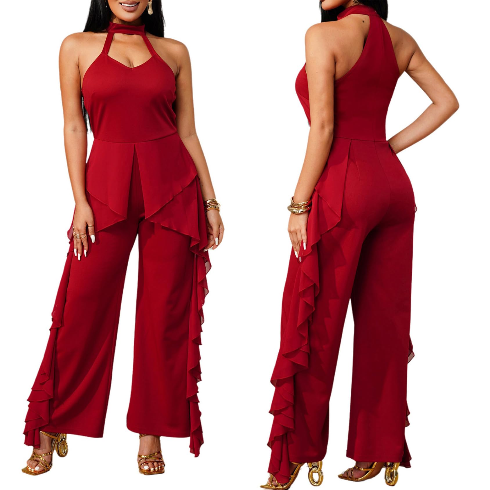 Vxuxlje Donna Salopette Con Volant Alla Moda Donne Combinazioni Signore