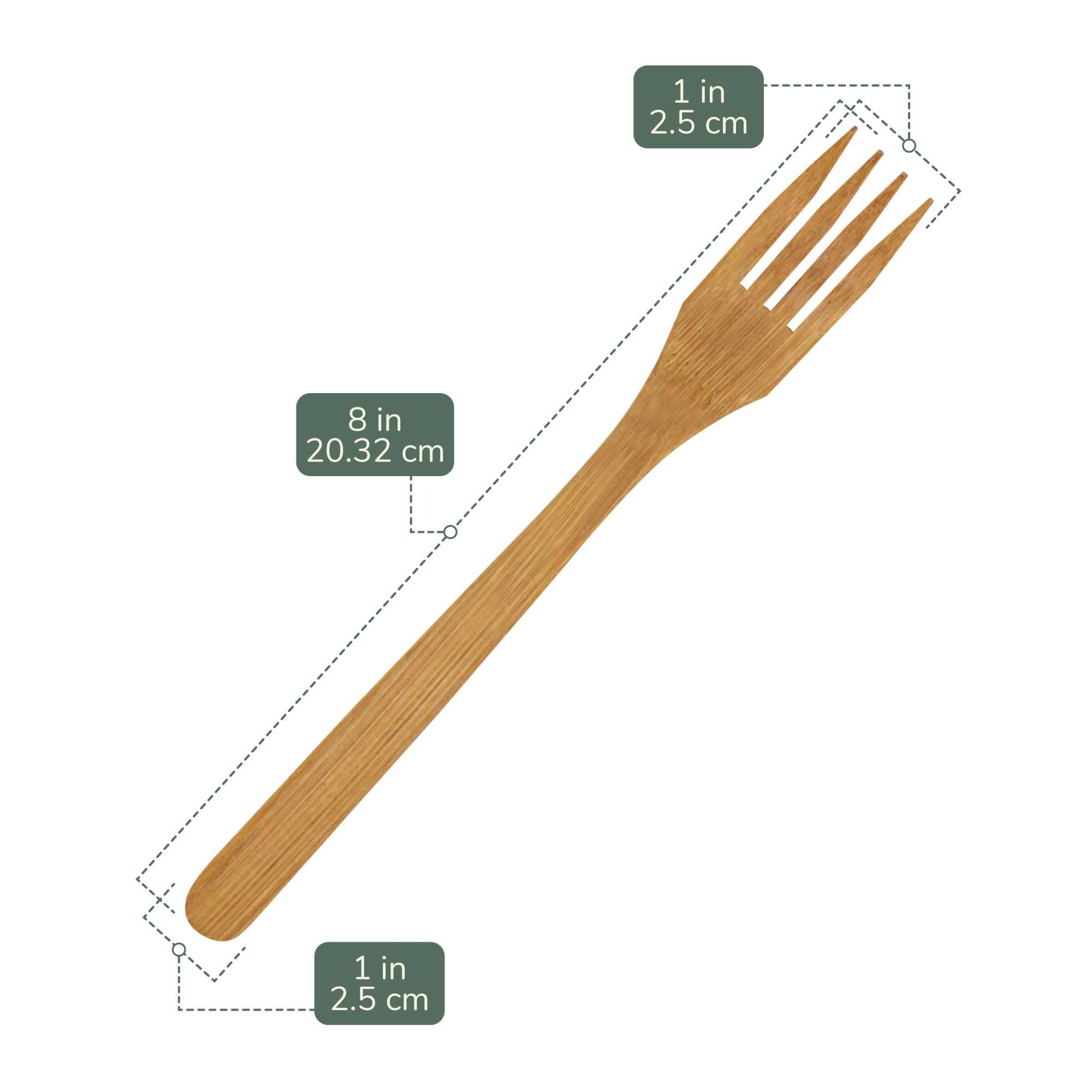 BambooMN Geschirr, Esslöffel, Suppenlöffel, Gabel, Messer, Teelöffel, Gabellöffel – 10/30/100 Stück Forks, 8"