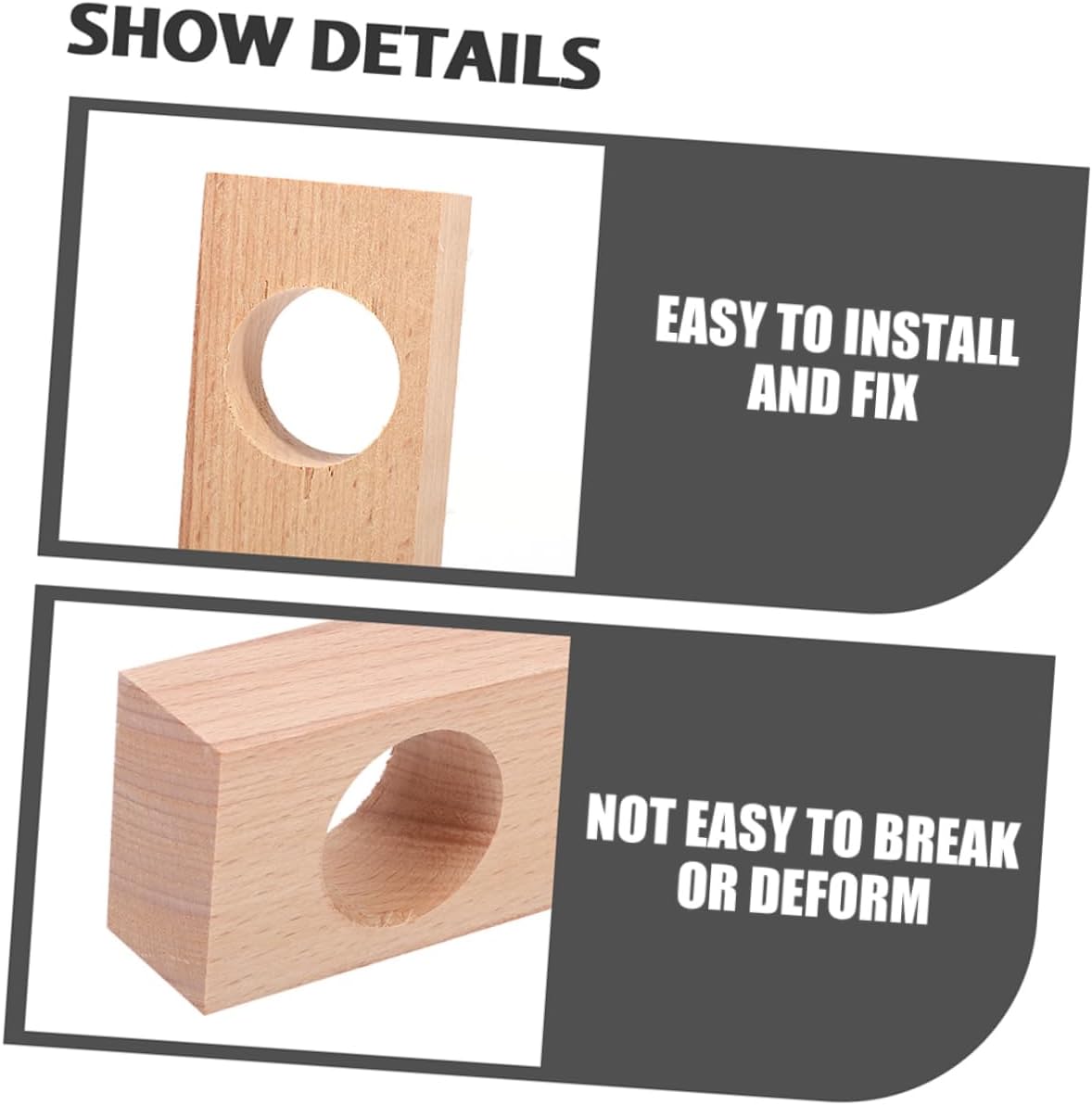 4pcs Wooden Curtain Rod Bracket Support for Bathroom and Living Room Easy Installation Heavy Duty Design Wear-Resistant Curtain Rod Holders