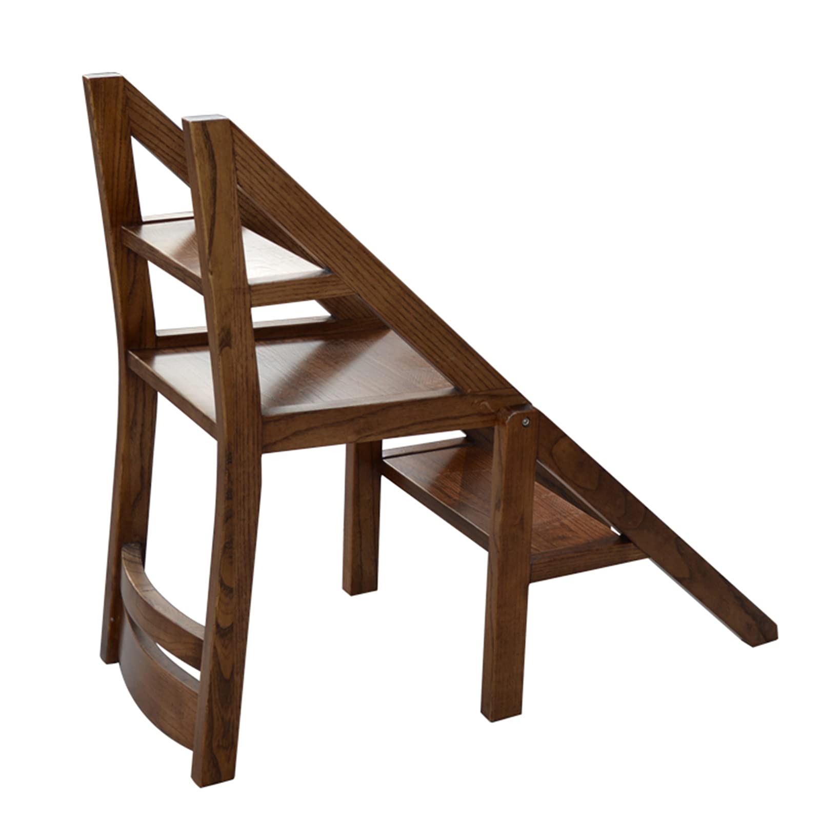 FALIYORS Folding Step Ladder Chair - Wooden Foldable Ladder Stool Shelf - Library Steps Bookshelf Plant Stand for Storage and Decoration - Maximum Load Bed Step Stools for High Beds 150kg