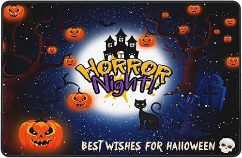 Miniatura 8 de Alfombra de noche de terror de Halloween, alfombra de baño antideslizante, alfombra de baño suave, decoración para cocina, dormitorio, comedor, sala