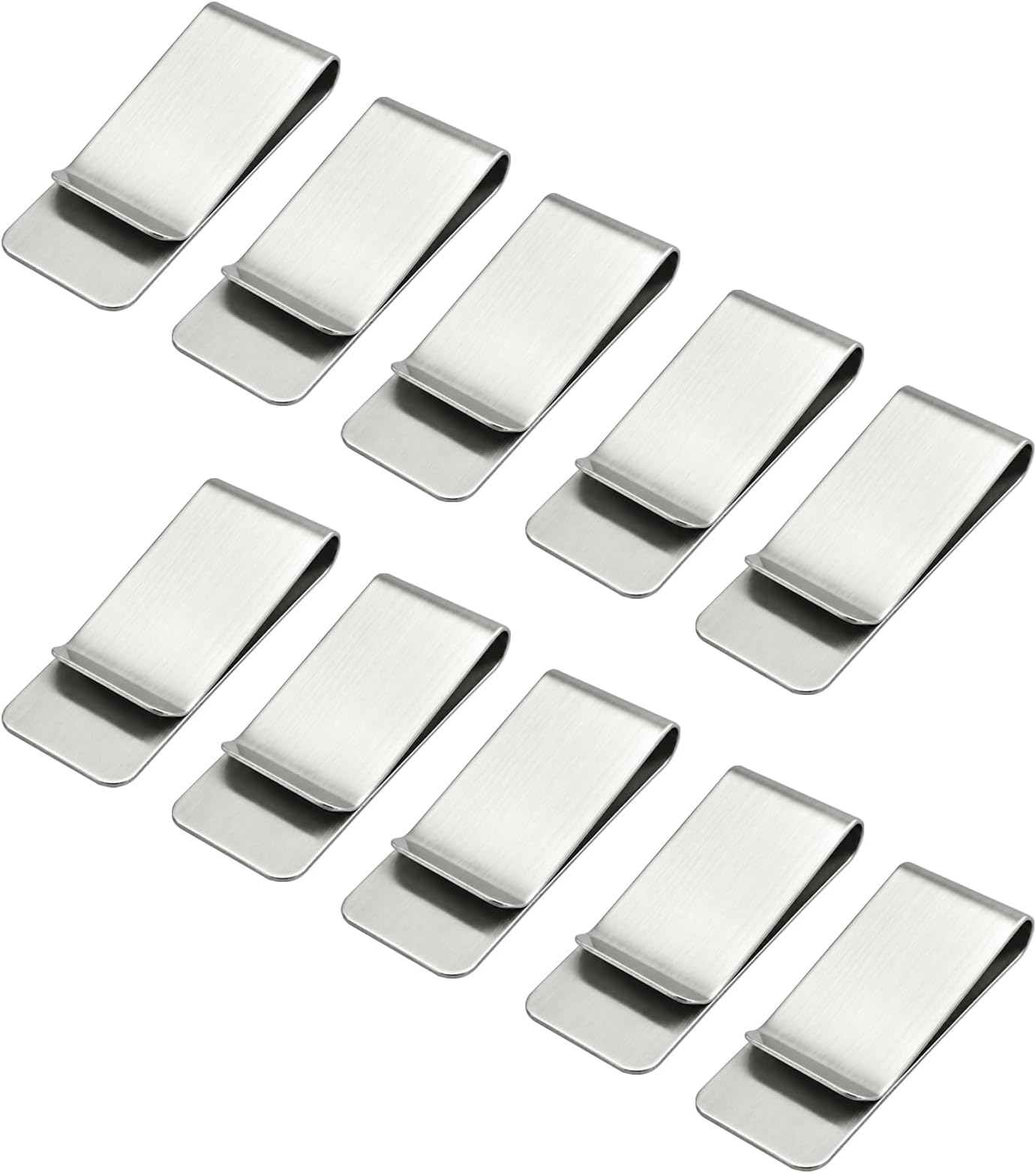 10pcs Silver Money Clips Metal Cash Clip Slim Stainless Steel Credit Card Holder for Men and Women Portable Lightweight Luxurious Polished Notes Bills Invoice Holder 5.1CM