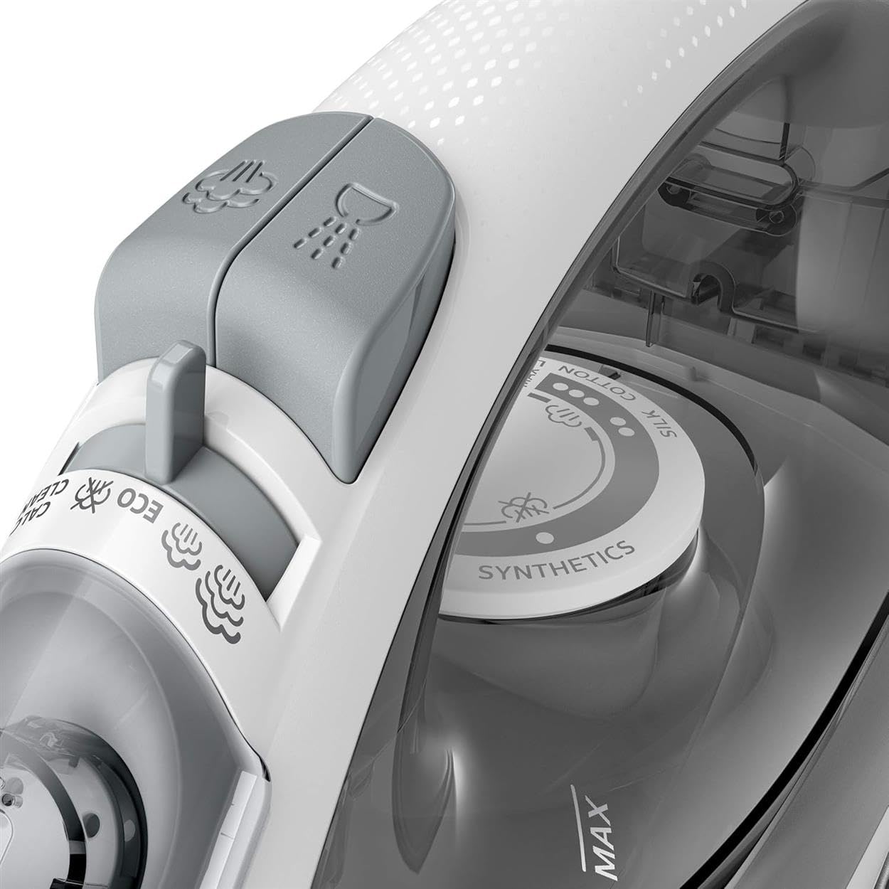 Philips EasySpeed Plancha de Vapor, 2000W de Potencia, Golpe de Vapor de 100g, Depósito de Agua de 220ml, Suela Cerámica Antirrayas, Sistema Antigoteo, Control Calc-Clean (GC1751/80)