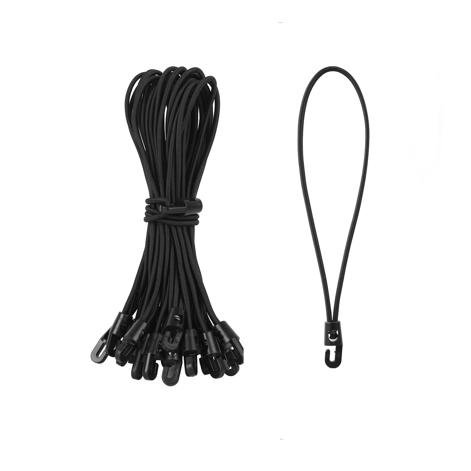 40 Pcs Short Bungee Cords with Hooks Heavy Duty Bungee Straps with Hooks, 15 cm UV - Resistant Black Bungees Elastic Straps with Hook for Securing Luggage Tarps Furniture Garden Bin Lid Cover