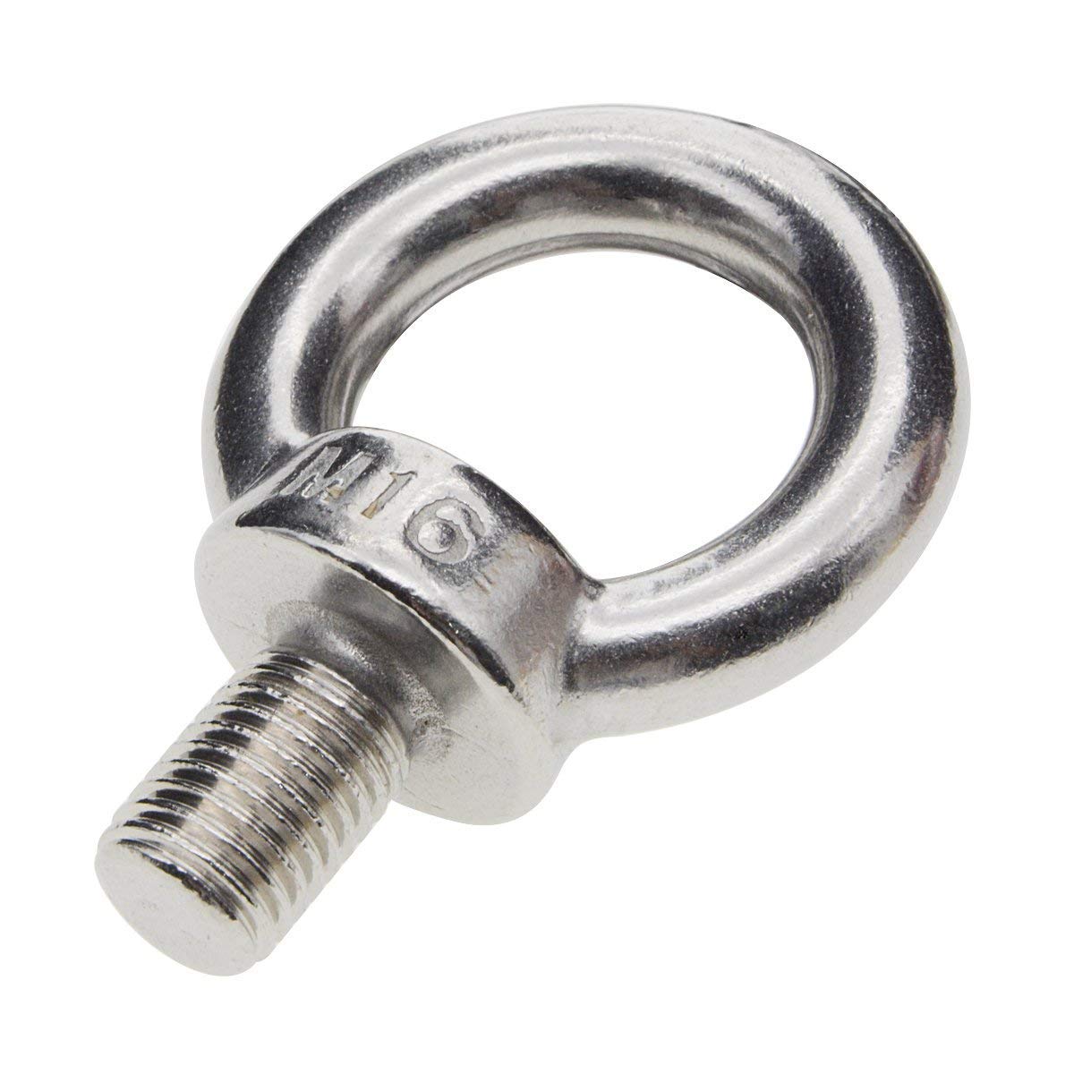 Saim Eye Bolts Screw M16 Male Thread 304 Stainless Steel Lifting Ring Eyebolts Nut Fastener 1Pcs