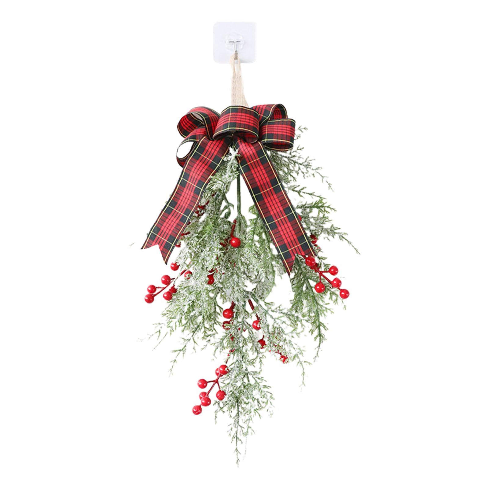 carotoe Festival Artificial Christmas Wreath Green Pine Branches and Berries Wreath Hangings for a Traditional Christmas Scene Indoor Decors