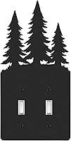 Vista 17 de Cubierta de Interruptor de Luz de Oso de Metal Alce Árbol Montaña Alce Placa de Interruptor de Luz Negra Cubierta de Enchufe de Bosque Interruptor