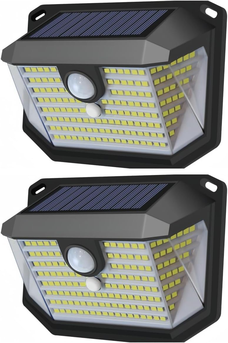 Solar Lights Outdoor 178 LED with Lights Reflector and 3 Lighting Modes, Motion Sensor Wall Lights,IP65 Waterproof Solar Powered for Garden Patio Yard (2Pack)