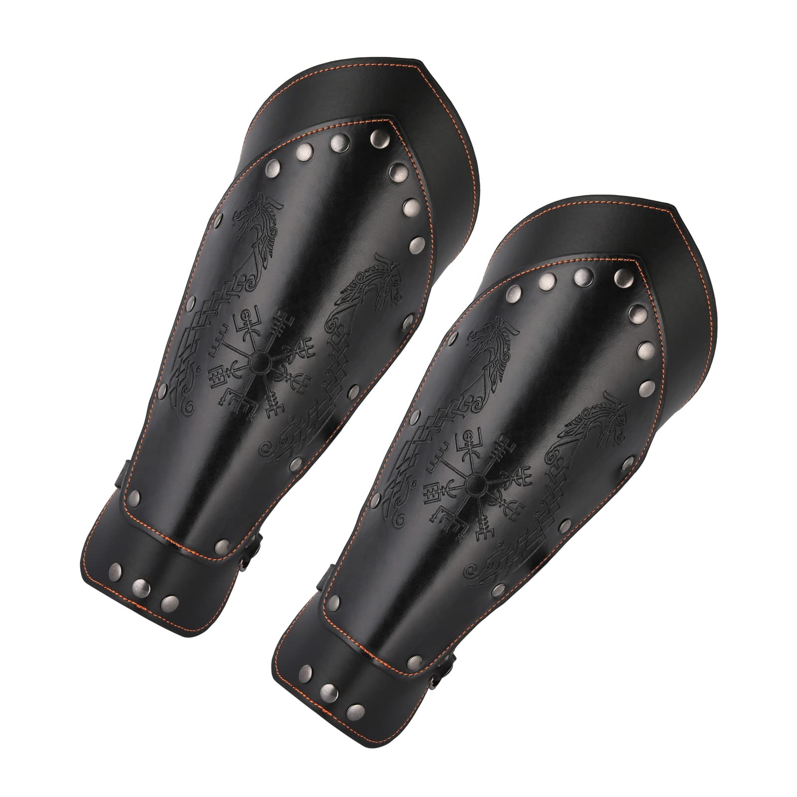 HZMANHZMAN Halloween Cosplay Costume Medieval Gauntlet Wristband Renaissance Faux Leather Bracer Archery Arm Guard