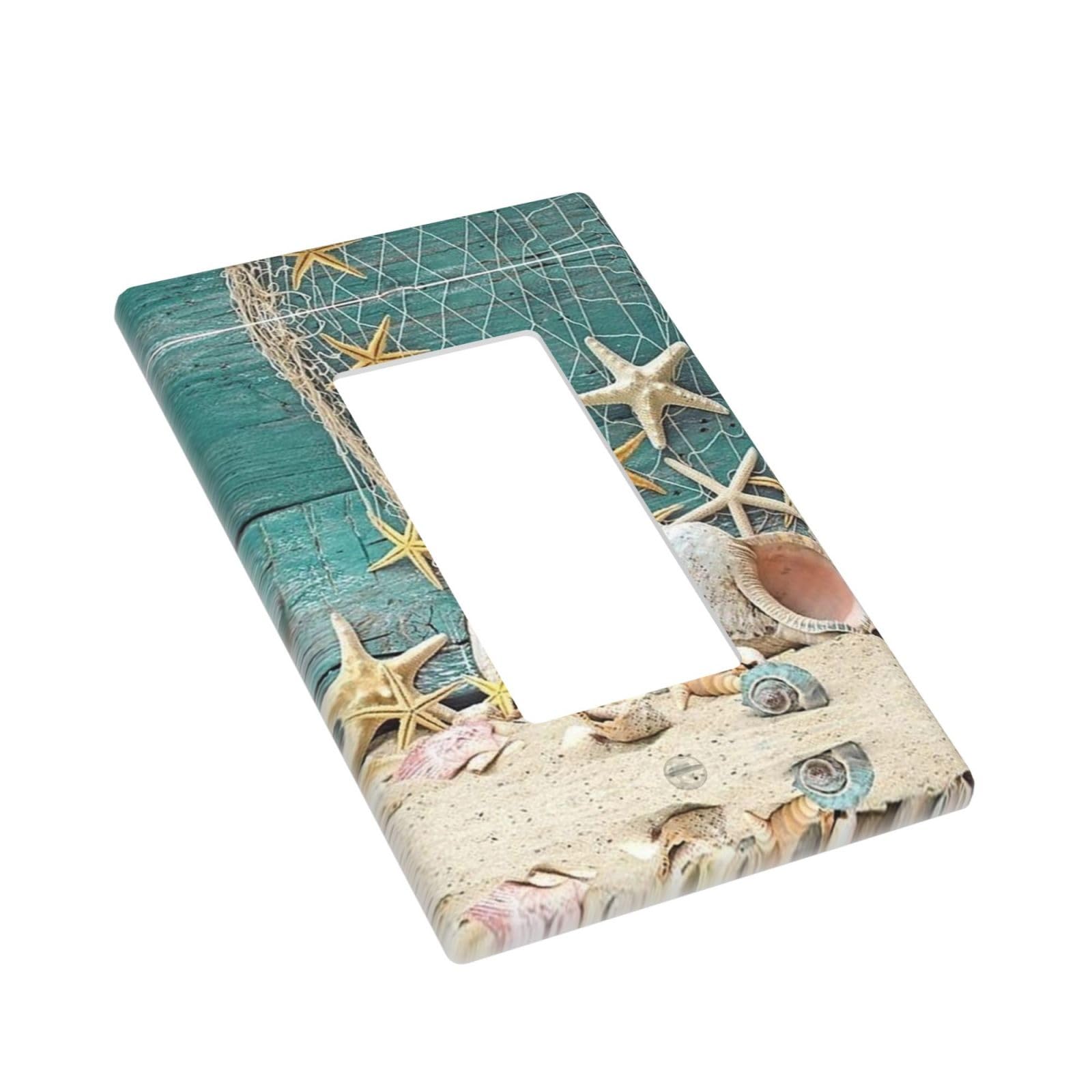 Strand-Steckdosenabdeckung Mit Seestern-Muschel-Motiv – 1-Gang, 12,7x7,6 Cm, Dekorativ & Einfach Zu Montieren
