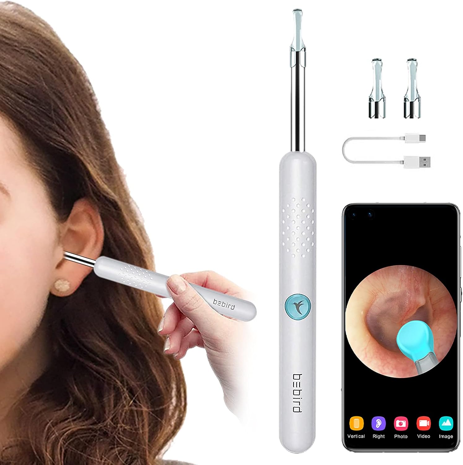 BEBIRD R1 Ear Wax Removal Tool Camera Endoscope, 1080P HD Otoscope Wireless Ear