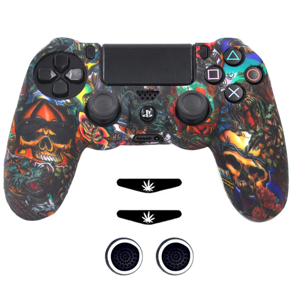 Anti-Rutsch-Silikon-Controller-Abdeckung für PS4/SLIM/PRO Controller Totenkopf 4.0
