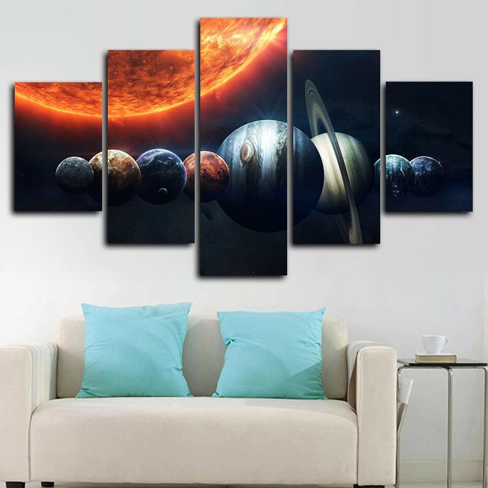 Système solaire espace toile 8 planètes grand tableau cadre
