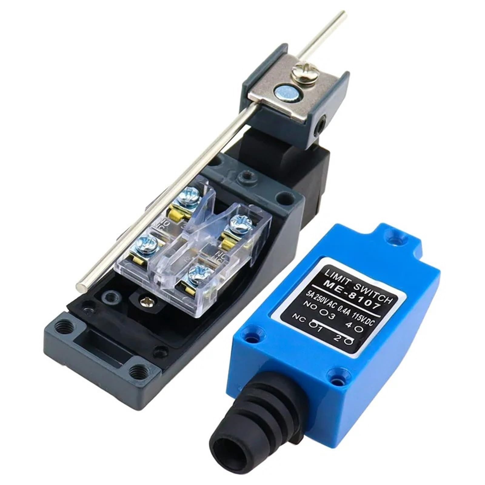 DMBGRXJF ME-8107 250VAC 5A 115VDC 0.4A Rotary Lever 1NO+1NC Momentary Limit Switch Momentary 1Pcs