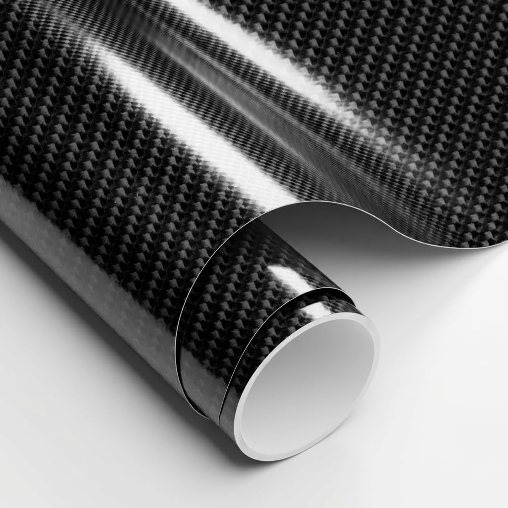 6D Black Carbon Fiber Vinyl Wrap with Nano Air Release Technology,Anti-Wrinkle - Premium Paint Protection Film Roll for Car（1ft x 5ft）