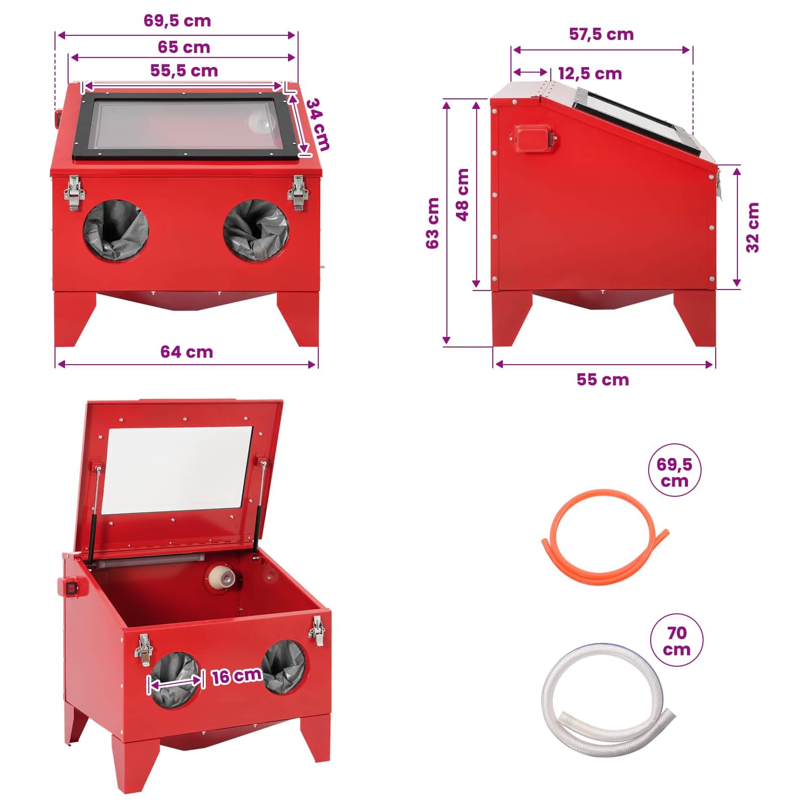 vidaXL Kabina do piaskowania 150 l 125 PSI Stal zimnogięta