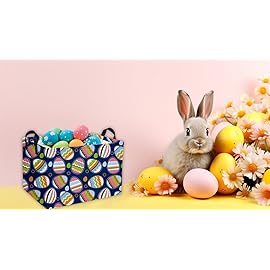 Essme Rectangular Easter Baskets,Bule Bins with Handles for Easter Decor,Shelf Basket,Toy Organizer,Easter Gift.Bule Easter