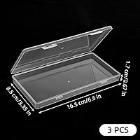 Vista 2 de 3pcs Mini Plastic Storage Box with Hinged Lid, 6.5x3.3in Clear Rectangle Dustproof Organizer Case Small Clear Plastic Storage Containers Box for