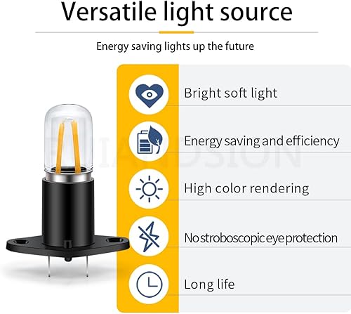Miniatura 2 de Ruiandsion Z187 T170 - Bombilla LED para microondas, color blanco cálido, 110 V, 125 V, 130 V, 110-130 V, equivalente a 20 W, 20 W, repuesto para