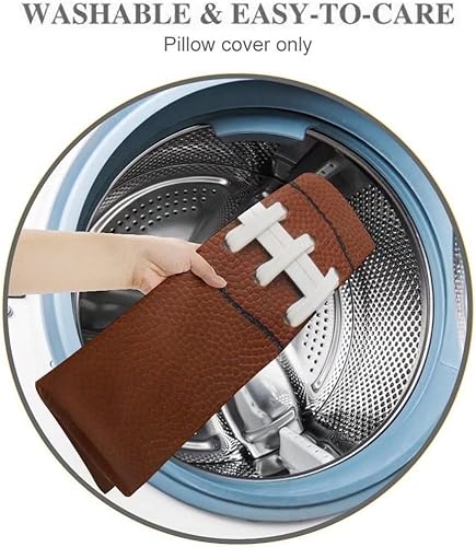 Miniatura 7 de Funda de almohada de fútbol americano, tamaño Queen, de cuero de rugby, con encaje, divertida, tradicional, deportiva, para lumbar, funda de
