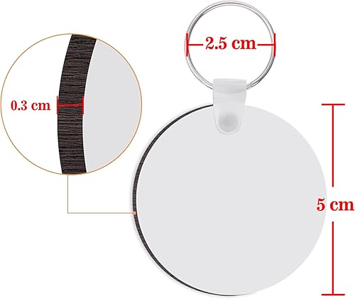 Miniatura 4 de Duufin 120 llaveros redondos de sublimación en blanco de doble cara transferencia de calor MDF en blanco para sublimación, bricolaje y manualidades