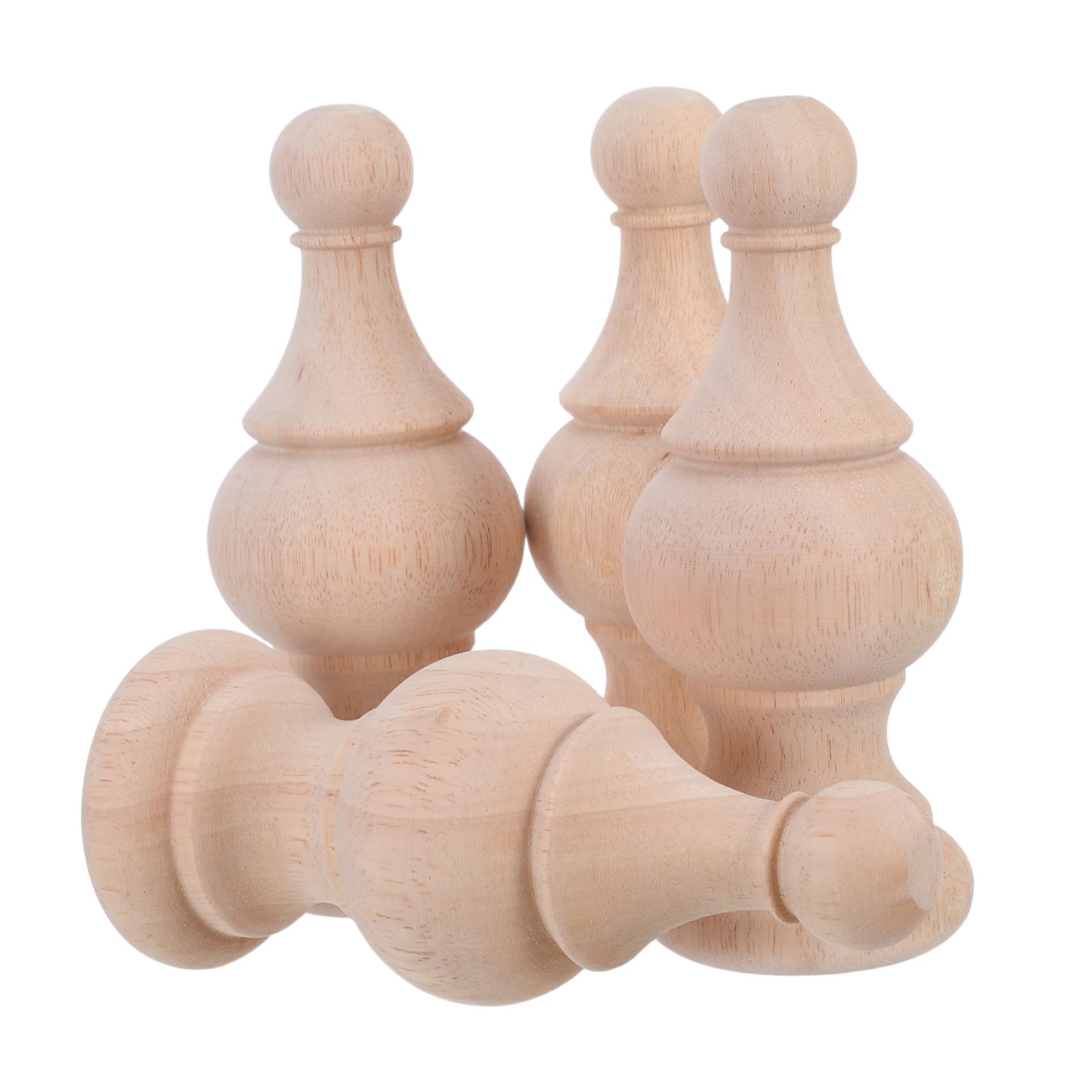 Alipis Remates de Madera sin Terminar 6x15 Cm 4 Piezas para Postes de Cama, Husillos para Manualidades y Tapas Decorativas de Barandilla para Escaleras, Adecuado para Bricolaje