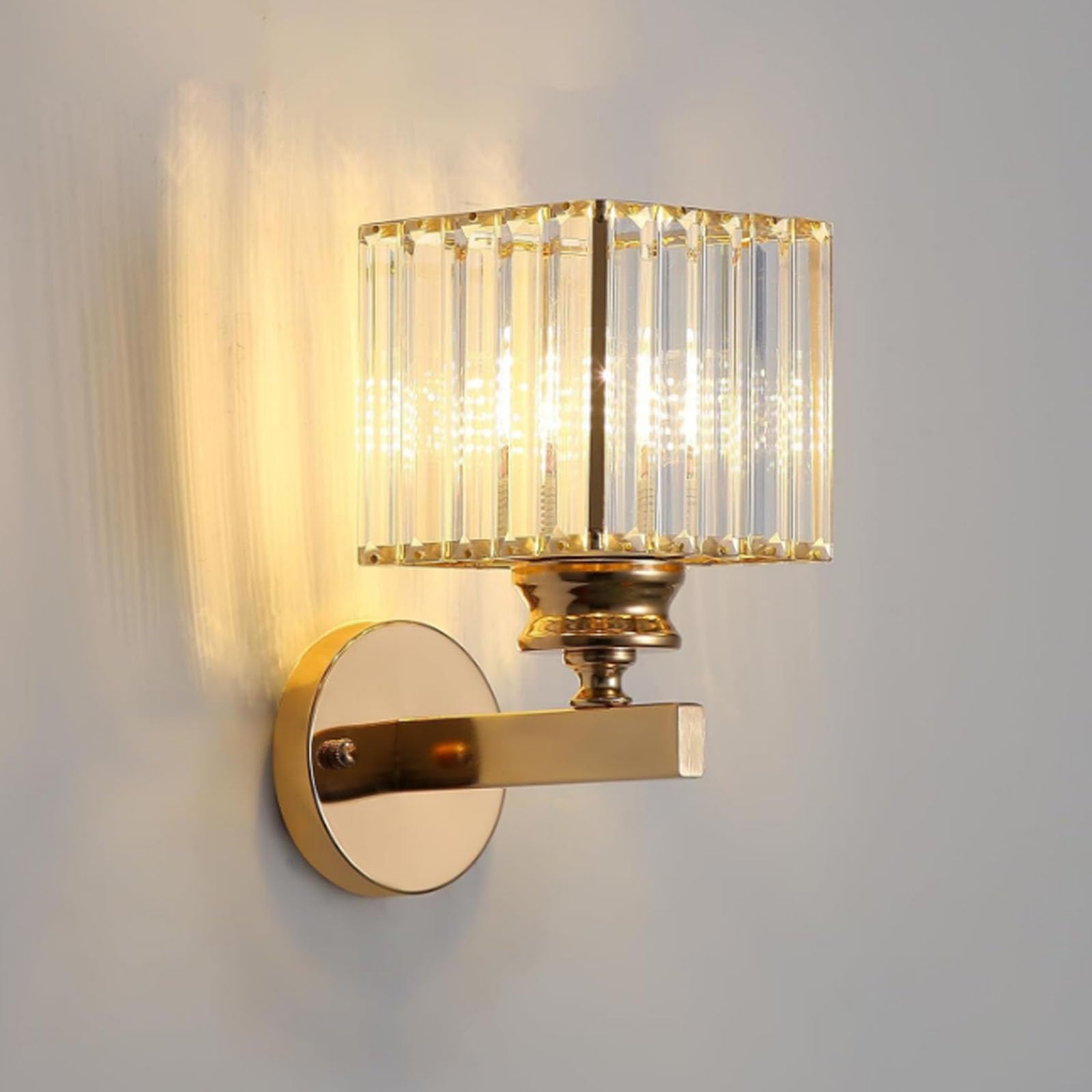 FZQSXAZU Wall Sconces lights,Wall Lighting Fixtures,Small Lights Bathroom Vanity Glass Lamps for Living Room Bedroom Hallway Over Mir(Color:Gold Square)