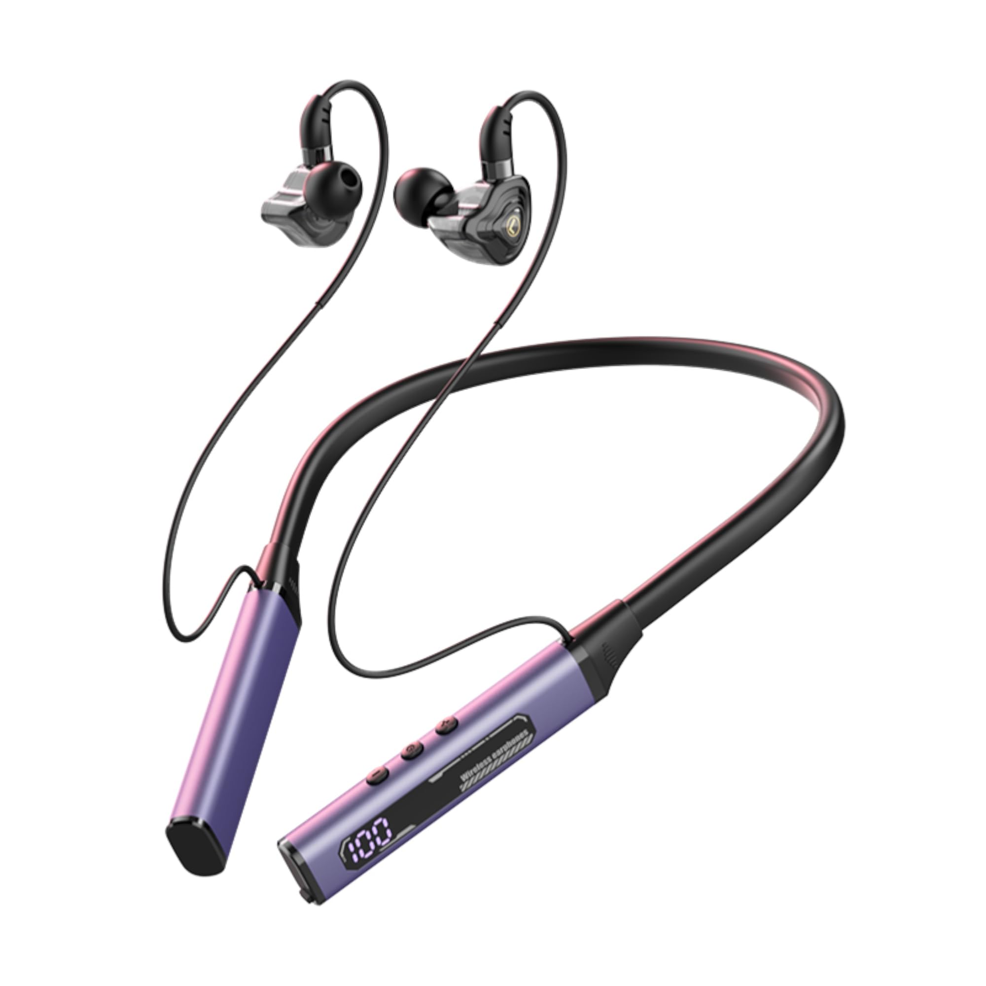 iFAST IF-196 Wireless Bluetooth Neckband Earphone with 45H Playtime, Bluetooth 5.3, Dual Device Pairing, Digital Display & Type-C Fast Charging | Purple-image-35