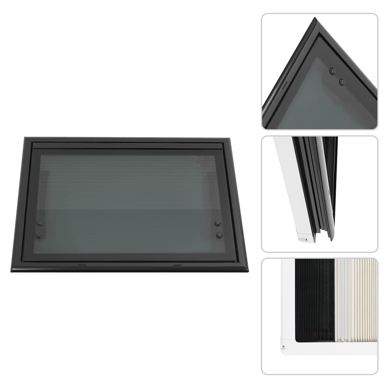 Finestra per camper, 50 x 35 cm, con tenda avvolgibile e griglia | 50 x 35 cm, dimensioni di montaggio 85° apertura e 30-40 mm di spessore della parete per camper e roulotte.