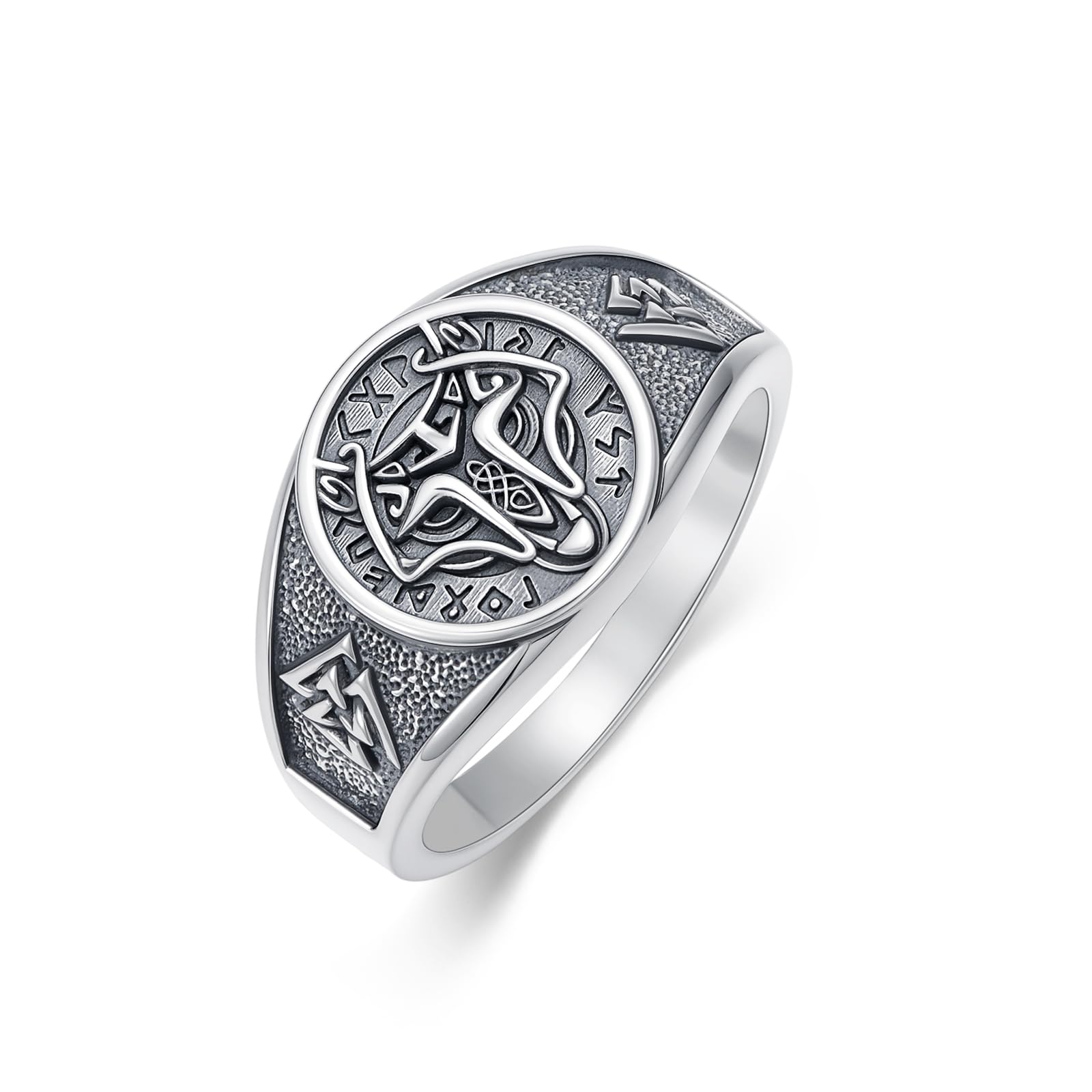 925 Sterling Silber Klotzige Wikinger Ringe für Männer Norse Wolf Ring Oxidiert Oldtimer Wikinger Keltischer Schmuck Geschenke für Ehemann Freund Vater Bruder Freund