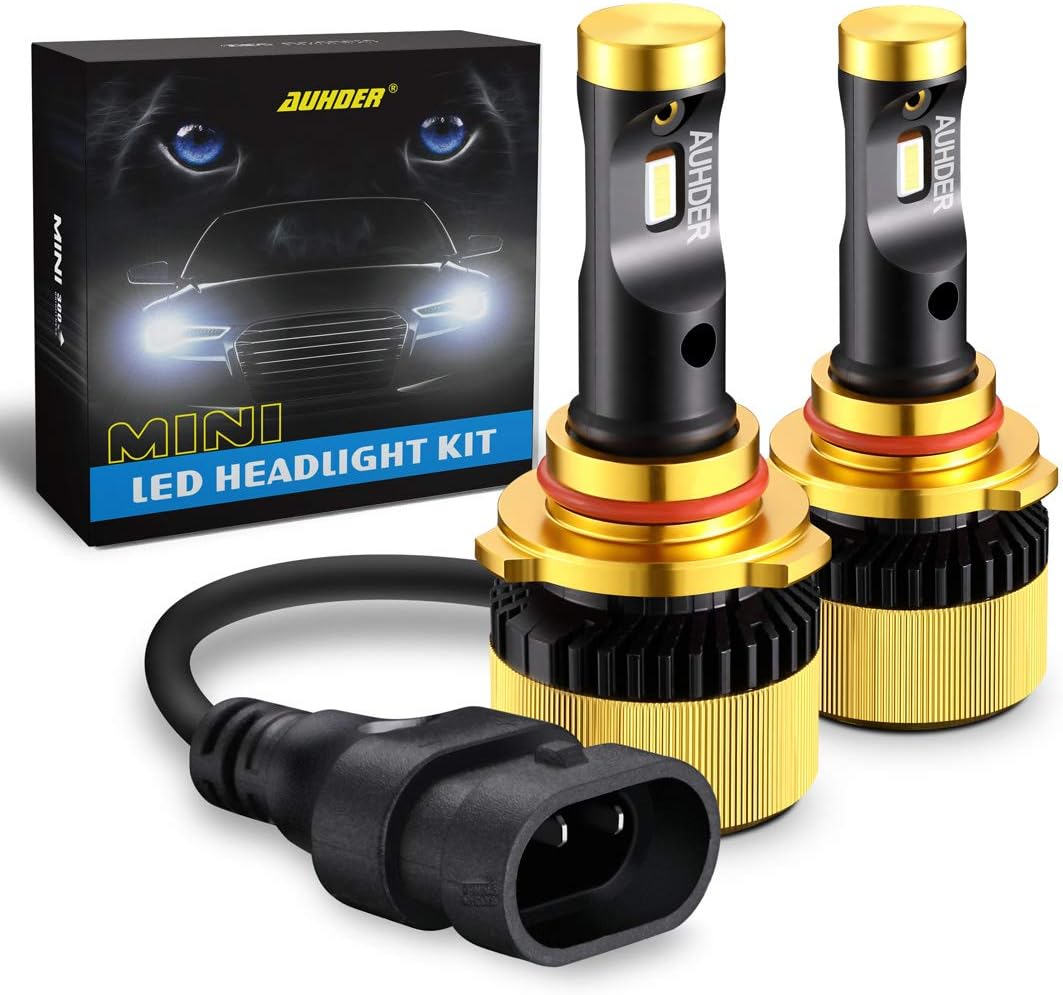9005 HB3 LED Headlight Bulbs CREE-Chips MINI Size 12,000Lm 6000k AUHDER All-in-One Super Bright Conversion Kit White Pack of 2