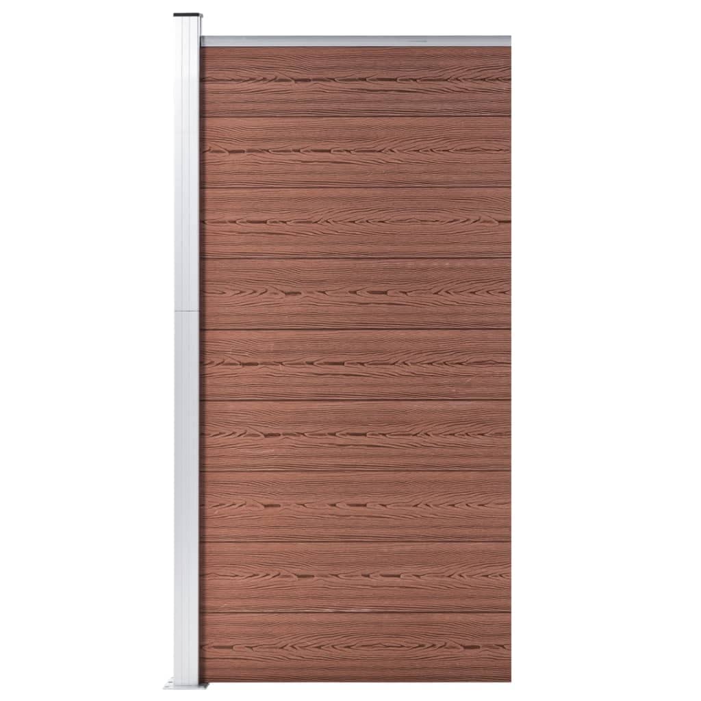 Sichtschutzzaun WPC 95x186 cm Braun - Zaunelement für Garten und Terrasse - Zaunfeld aus Holz-Kunststoff-Verbundstoff mit Aluminium-Abschlussprofil und Stahlfuß - Modulares Design