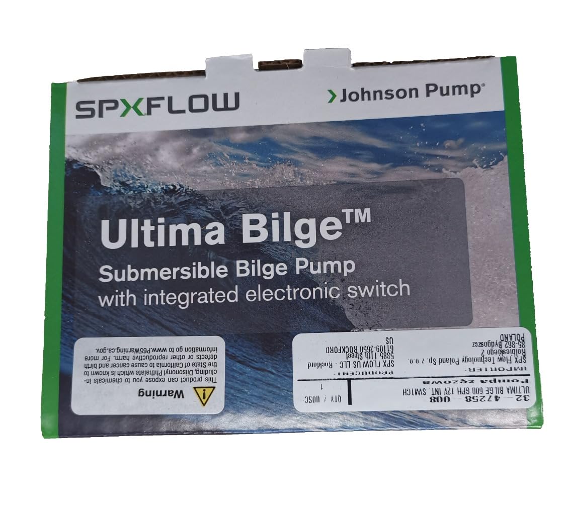 SPX FLOW Johnson Pump ULTIMA BILGE 800 GPH 12V automatische Lenzpumpe mit SCHALTER 51 L/min - Patronen Bilgenpumpe, Bootspumpe, Schiffspumpe, Yachtpumpe