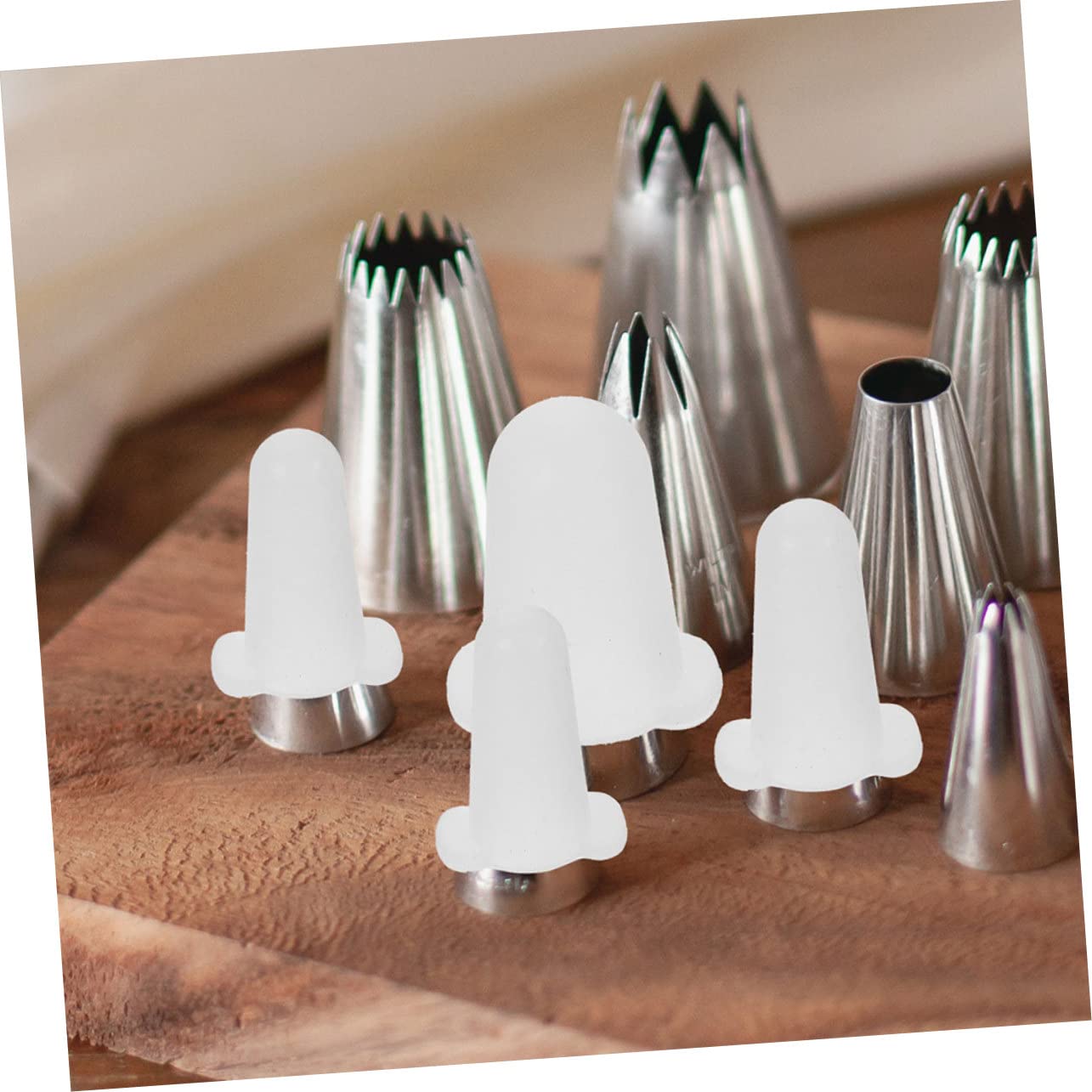 Mikikit Fundas de Silicona 6 de Color Blanco Protección Antirayaduras y Antideslizante para Boquillas de Manga Pastelera para Decoración de Pasteles en Eventos