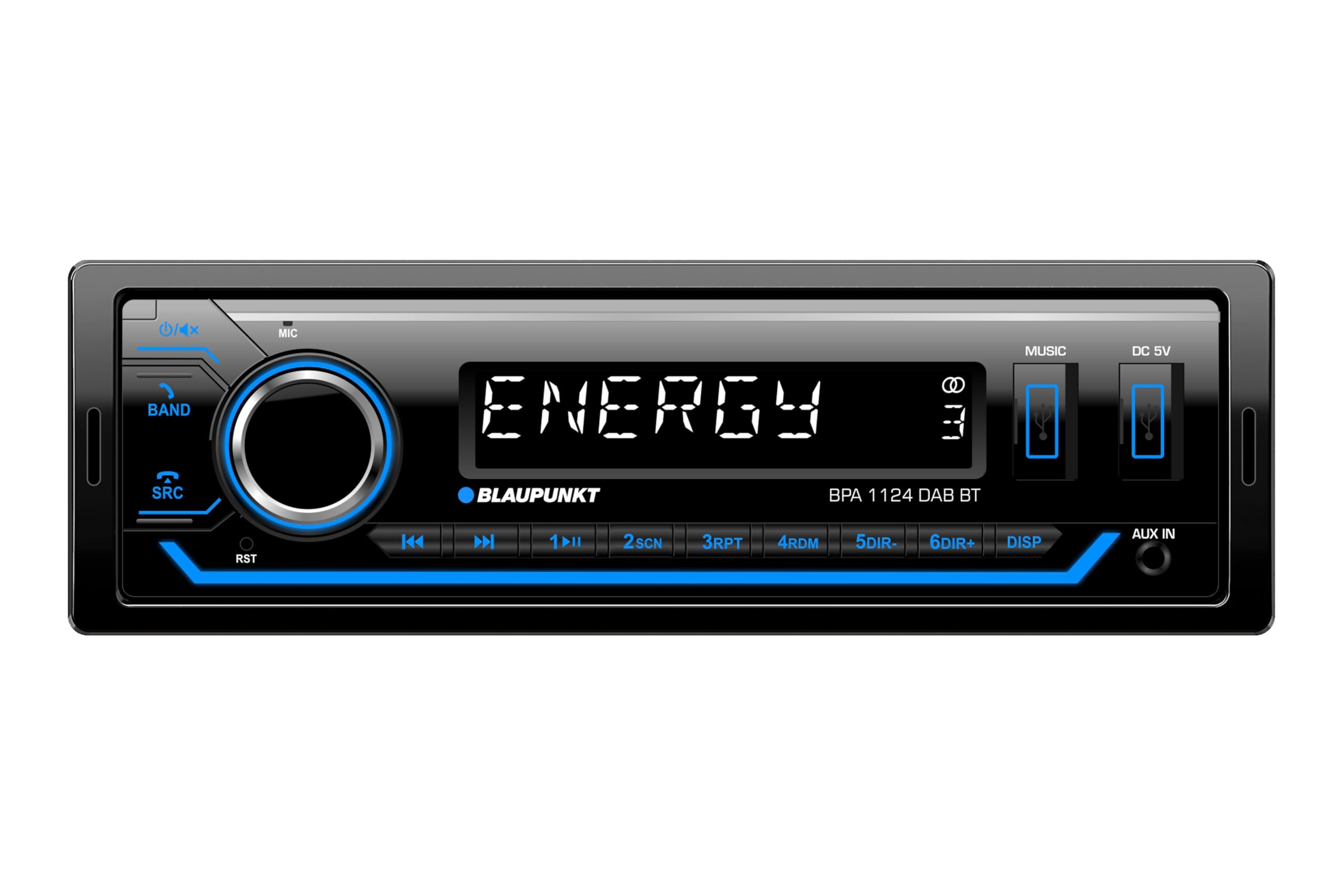 Blaupunkt BPA 1124 DAB BT, 1-DIN Autoradio, DAB+, Bluetooth, USB, Aux-Eingang, Sub-Out, Multicolour, 4x50Watt, 12V