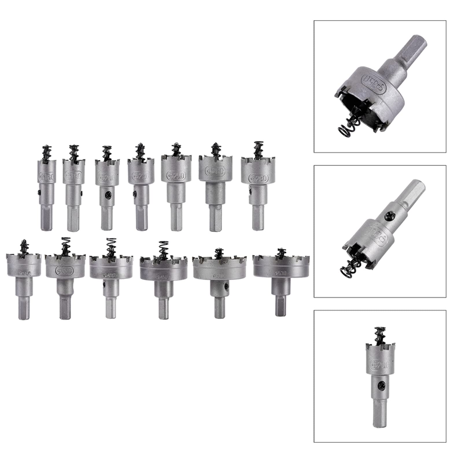 Taglierina ad anello in metallo duro, 20 × 18 × 5, 13 pezzi, 16 18 20 22 mm, punta in metallo duro, set di seghe a tazza TCT, in acciaio inox, 1-1 a tazza in metallo duro