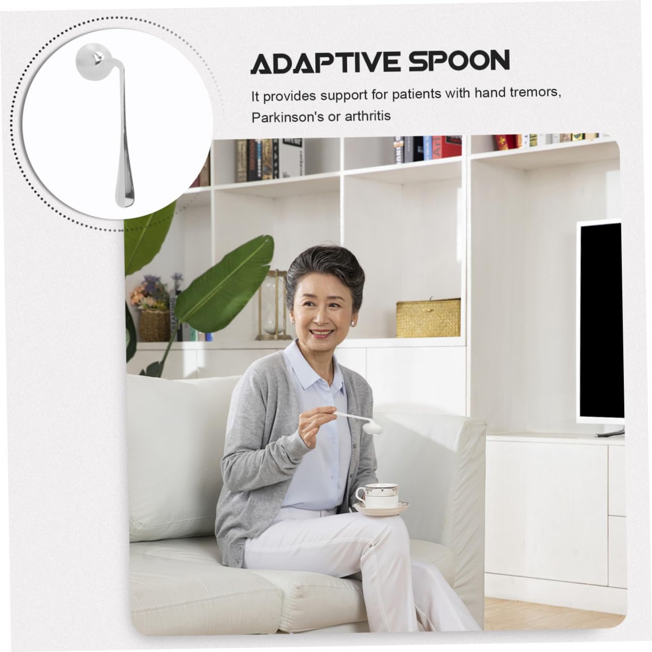 FRCOLOR 10 Piezas utensilios adaptativos talheres aco inocidavel cubiertos portatiles utensilios para ancianos utensilios adaptables aire cuchara adaptable de acero inoxidable